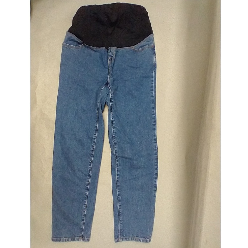 Maternity Straight-Leg Jeans with Black Waist Panel - Blue